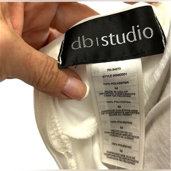 David Bridal DB STUDIO sheer matte ivory wedding event v-neck dress gown sz M - Picture 4 of 8